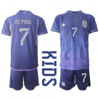 Camisa de time de futebol Argentina Rodrigo de Paul #7 Replicas 2º Equipamento Infantil Mundo 2022 Manga Curta (+ Calças curtas)